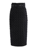 Casual Knitted Skirt For Women High Waist Plain Plaid Mid A Line Bodycon Skirts Female 2021 Autumn Fashion