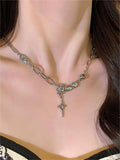 star cross butterfly heart set pendant / y2k star cross butterfly heart set