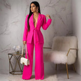 2023 Women's Formal Business Suit Sets Office Wear Two Piece Blazer Pants Sets Professional Woman Suit With Waist Tied