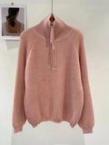 Women's Sweater Turn-down Collar Loose Long Sleeved Pullover Knit Solid Fashion Warm Winter Sweaters for Women