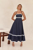 Fongt Summer New Solid Color Lace Stitching With Elegant Strapless Oversized Hem Dress-88106-Outfit