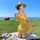Vacation Wind One Word Shoulder Short Jacket Wrapped Hip Cake Skirt Women Summer Seaside Vacation Two-Piece Set-Outfit