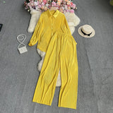 Net Color Folded Shirt + Trousers-Outfit