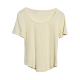 Solid Color Irregular U-Neck Short-Sleeved T-Shirt Woman Xia Slimming Leisure Short Coat
