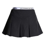 Fongt Girls Black Fake Two Spliced Half-Body Skirt High-Waisted Stripe Short Skirt Short Skirt 100-Fold Skirt