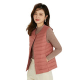 2024 New Autumn And Winter Light Down Jacket Vest Female Warm Slim Inside The Vest Vest White Duck Velvet-Outfit