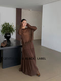 Fongt Xixi 2025 Autumn New Black Standard Temperament 100 Folded High Waist Half-Dressed Dress Dress Dress 85246