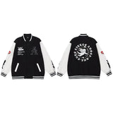 Men Baseball Jacket Embroidery Love Angel HipHop Streetwear Harajuku Jacket 2022 Loose Varsity Jacket Coat Green
