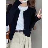 Fongt Gray Knitted Cardigan Women's Autumn With High-End Sweater Coat Early Autumn Temperament Long Sleeve