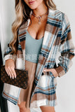 The Ins Lady Autumn Winter Woolen Coat · Hair Plaid Lapel Multiple Button Double Pocket Long Jacket-Outfit