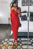 Dress evening 2023 summer women's long maxi bodycon dress ribbed orange red black sexy party dress club birthday