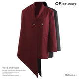Fongt Early Spring Irregular Angolan Red Personality Cut Suit Jacket Blouse 1793