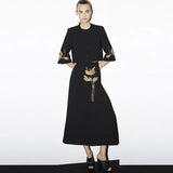 Fongt New Temperament Flower Heavy Industry Nails Seven-Sleeved Jacket Jacket Mid-Long Half Skirt Set