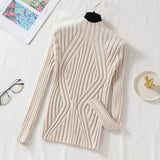 Autumn Rainbow Slim Solid Sweater Tops Pullover Knitted Sweater Women Casual Long Sleeve Office Lady Jumper Sweater