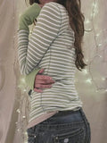 Vintage Striped Ribbed Knit Button Front