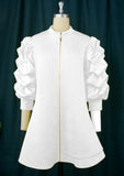 Fongt Temperament Commuting Small Straight-Necked Cardigan Dress Designer Folded Short-Sleeved Top Dress Dress