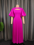 Fongt Lantern Sleeves To Close The Waist 100 Pleated Skirt Comfort Commuter Leisure Dress