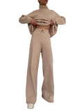 Fongt New Long-Sleeved Broad Leg Trousers Fashion Set Loose High-Collar Leisure Two Sets