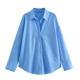 Fongt 2023 New Women's Long Sleeve Lapel Loose Striped Silk Shirt 4387036-Outfit