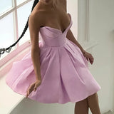 Lilac Deep Neck Corset Tube Mini Dress-Outfit