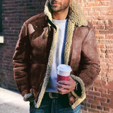 Fongt Leather Velvet Men's Coat Station Winter Warm Jacket Thick Collar Hit Six Colors Seven Yards