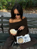 Long Sleeve Off Shoulder Sweater-Outfit