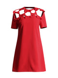 2025 New Bow Knot Hollow Design Sense A Skirt Fashion Name Style Style Red Thin Dress Dress