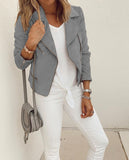 E-Commerce Wish New Autumn And Winter Women's Lapel Zipper Short Jacket-Outfit
