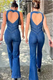 Women's Jeans 2023 Spring New Slim and Thin Fashion Street Retro Style High-waisted Denim Jumpsuit-Outfit