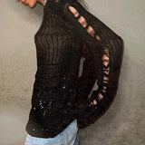 Fongt Junk Sense Hollow Out Jacket Early Spring 2023 New Niche Design Lazy Feeling Long Sleeve Woven Long Smock-Outfit