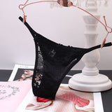 Fongt Trousers Female Lace Sexy No-Width Perspective Seduction Cotton Crotch Hollow Comfortable Lady Solid Color Low-Waisted Tpants