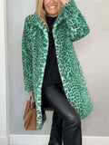 Fongt 2025 Fashion Leopard-Print Warm Plush Long Coat