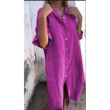 Fongt New Spring And Summer Loose Leisure Sleeve Cotton Shirt Dress Women