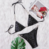 Fongt New Bikini Sexy Hot Diamond Split Women's Swimsuit Solid Color Strap Bikini