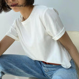 100% Cotton Oversized T Shirt Women Harajuku Basic Loose Short Sleeve Tees Soft Female Solid Tops Khaki Summer