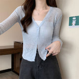 Long-Sleeved Air-Conditioning Shirt Sunscreen Shawl Shawl Short Outer Light And Thin Knitted Cardigan Breathable Comfortable