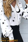 Women Elegant V-Neck Patchwork Print Button Blouse Shirts 2023 Spring Fashion Off Shoulder Pullover Tops Office Lady Slim
