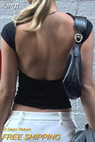 Women Y2K Lace Up Backless Tank Top Solid Knitted T-shirts Tops Sexy Crop Top Night Club Outfits 2023 Streetwear Basic