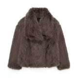 Fongt Women's Thick Lamb Fur Black Coat Women's Winter 2025 New Fur