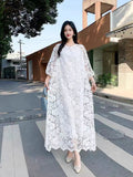 Fongt Lace Dress New French Retro Heavy Industry Hollow Hook Loose Thin Temperament Dress Dress