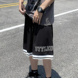Casual Shorts Mesh Quick-drying Basketball Crossfit Clothing Pocket Spliced Stripe Breathable Thin Baggy Beach