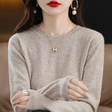 Fongt 2024 Autumn And Winter New Lady Loose Round Collar Solid Color Short Set Bottom Knit Bottom Sweater-Outfit