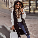 Fongt New Fashion Casual Solid-Colored Hooded In Sleeveless Sleeveless