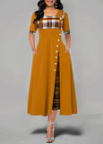 Temperament Commute Round Neck Color Half Sleeve Irregular Long