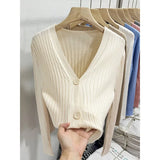 Fongt Knitted V-Necked Cardigan Trend New Thin Shirt Sweater Coat Short Top