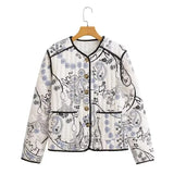 Fongt Women's Explosive Printed Long-Sleeved Cotton Coat