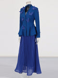 Fongt Temperament Famous 2025 Autumn New Fashion Elegant Retro Splicing Butterfly Wrinkle Skirt Dress Suit Woman