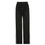 Fongt New Autumn 2023 Elastic Waist Tie Base Simple Straight Leg Trousers-Outfit