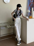 Pink Cargo Pants Women Korean Fashion White Casual Trousers Female Harajuku Pockets Oversize Joggers