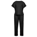 Tracksuits Set Lounge Wear Short Sleeve Tops Long Pants 2pcs Women Sweat Suits Elastic Waist Casual Solid 2020